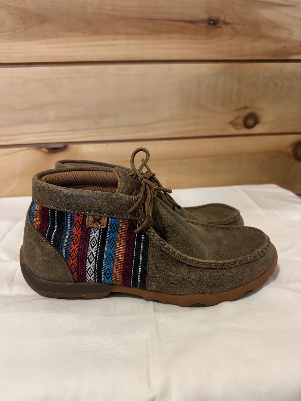 Twisted X Women Driving Moc Chukka Boots Size 8M multi color Aztec prnt WDM0105